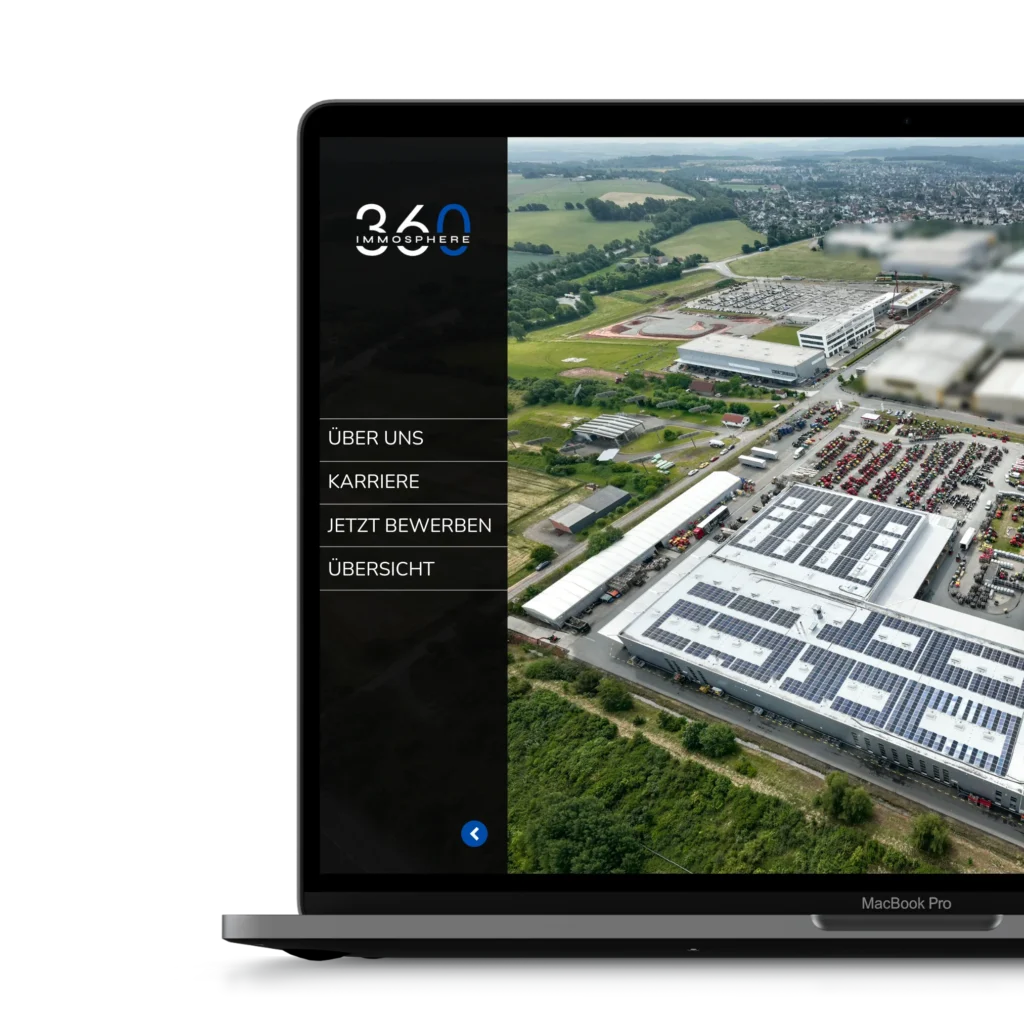 Laptop mit einem virtuellen Rundgang von Immosphere360 zum Veranschaulichen